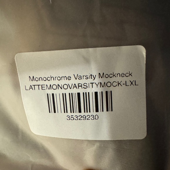 Parke Monochrome Varsity Mockneck L/XL LATTE - Picture 3 of 3